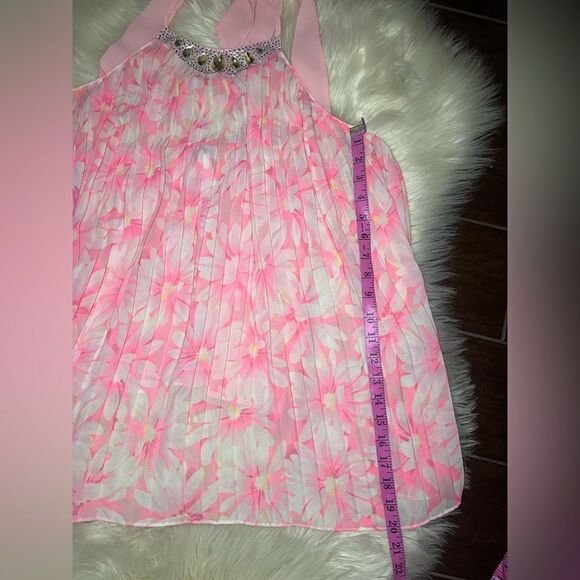 Victoria's Secret Pleated Slip Top Chemise pink Floral Print Rhinestone sz large - Picture 10 of 10